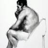 Male nude sitting -- charcoal